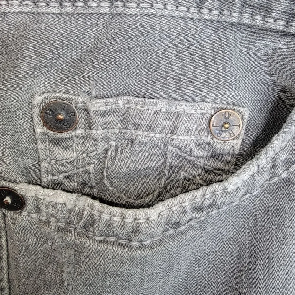 True Religion men's Geno Cut-Off gray denim shorts size 40